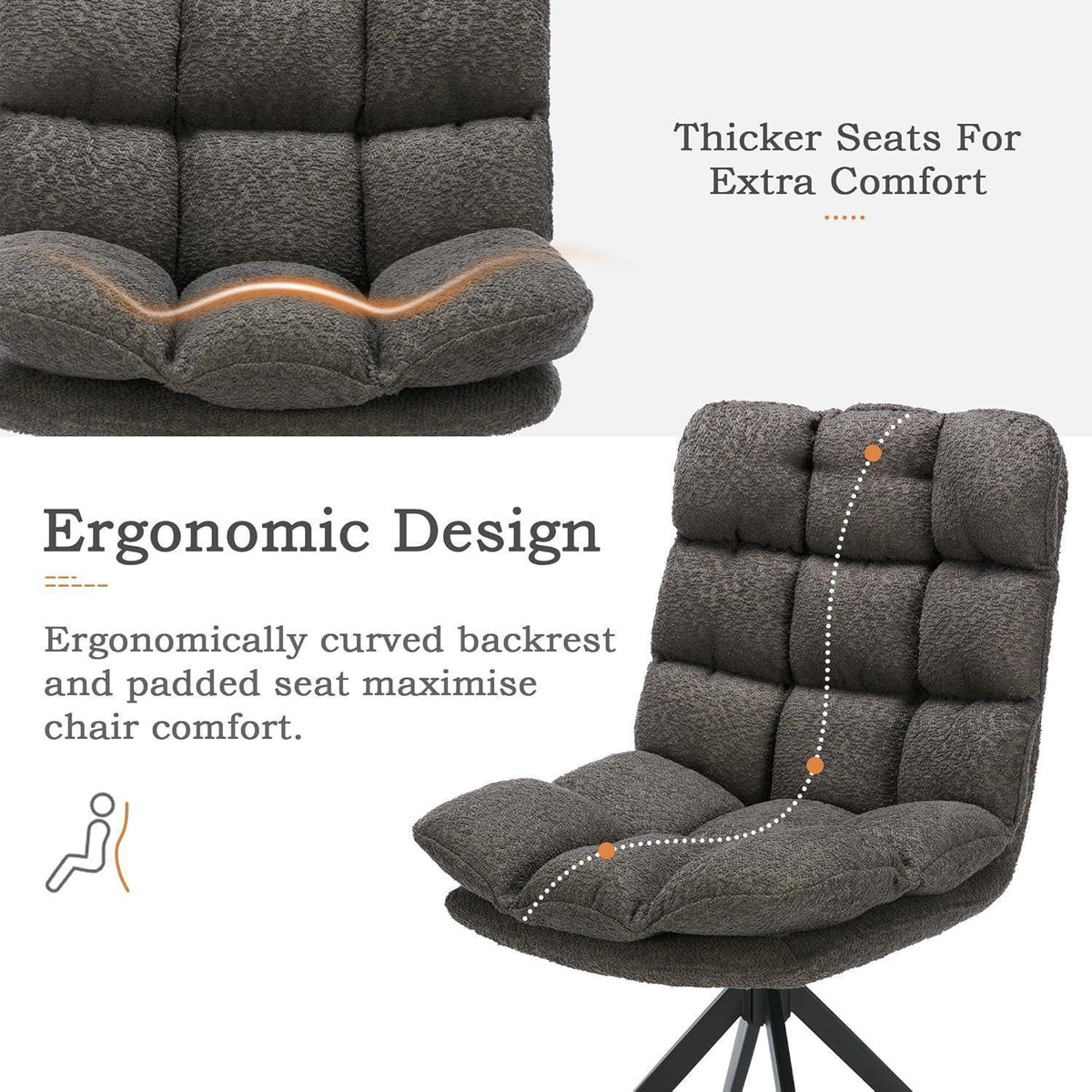 Drehbare Esszimmerstühle 2er Set, Grau & Grau, Komfortabel & Modern