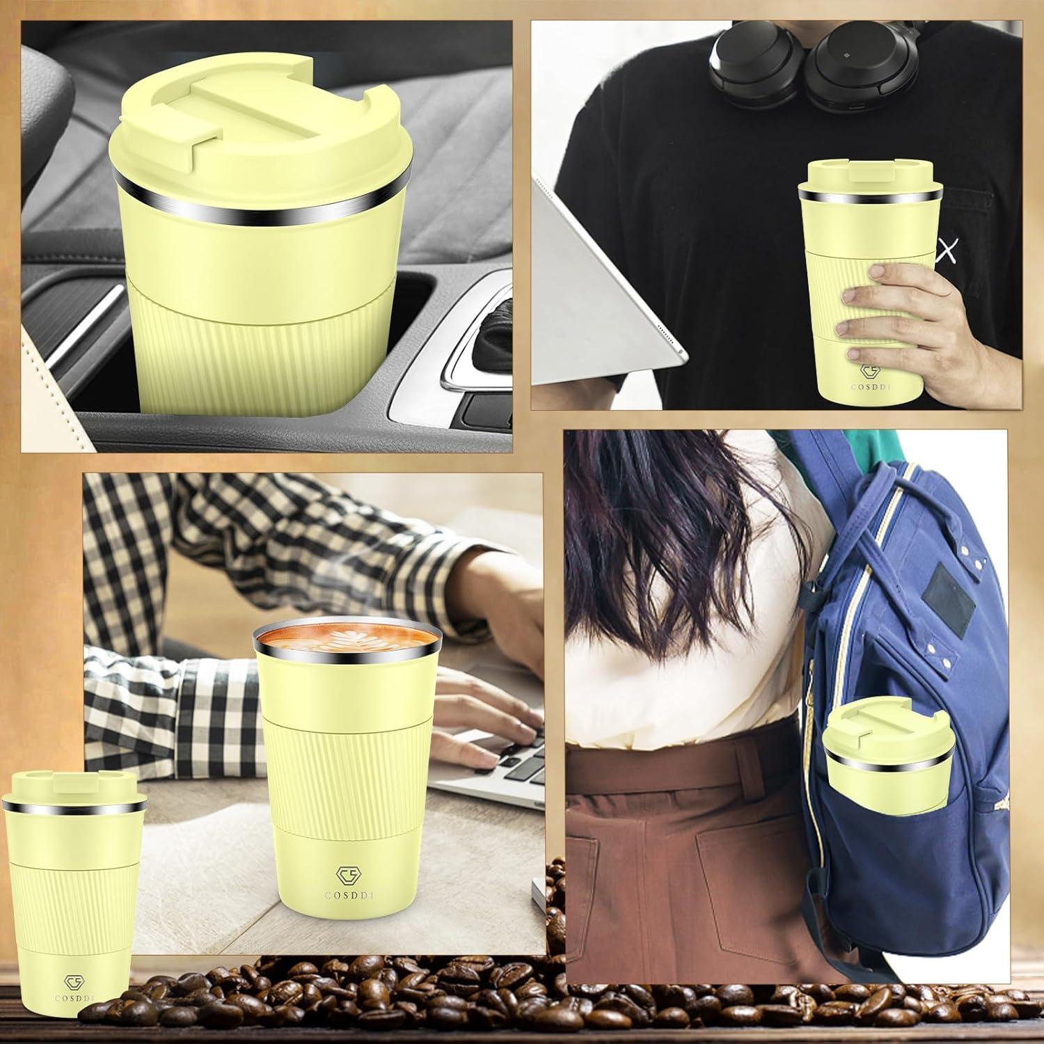 CS COSDDI Thermobecher Isolierbecher Edelstahl Travel Mug 380ml Yellow