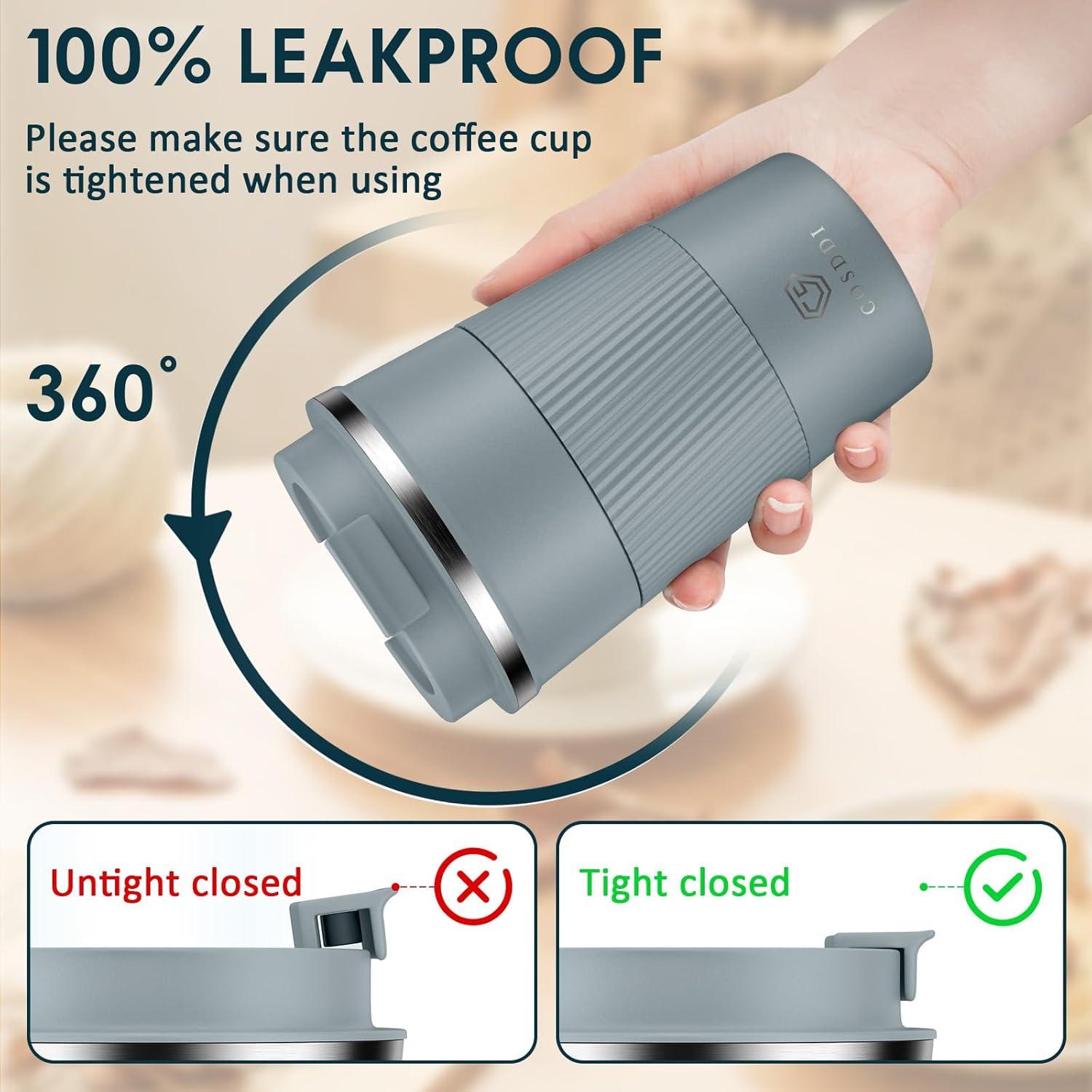 Thermobecher Edelstahl Travel Mug Isolierbecher 380ml Vakuum auslaufsicher