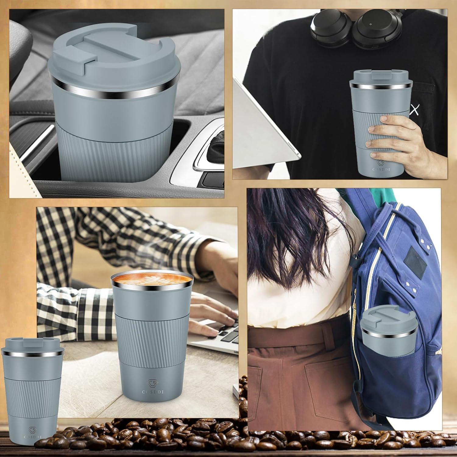 Isolierbecher Edelstahl Travel Mug 380ml Vakuum auslaufsicher Grey