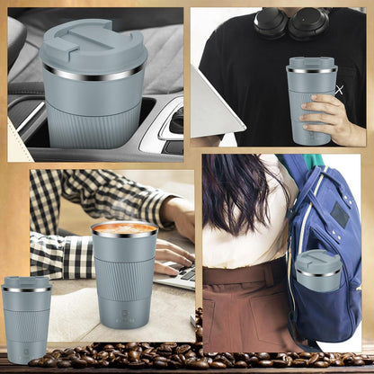 Isolierbecher Edelstahl Travel Mug 380ml Vakuum auslaufsicher Grey