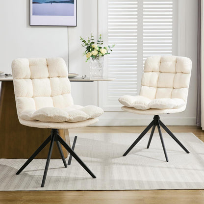 Drehbare Esszimmerstühle 2er Set mit Kissen – Weiß