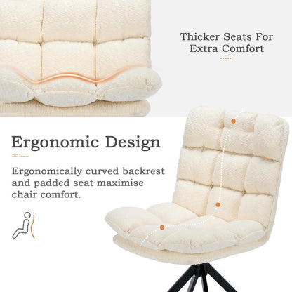 Drehbare Esszimmerstühle 2er Set mit Kissen – Weiß