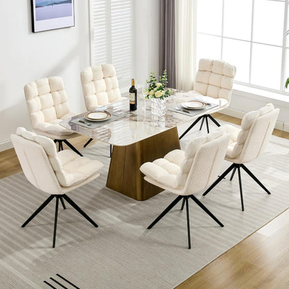 Drehbare Esszimmerstühle 2er Set mit Kissen – Weiß
