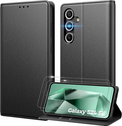 Samsung Galaxy S24 FE 5G Klapphülle mit Panzer Schutz Glas und