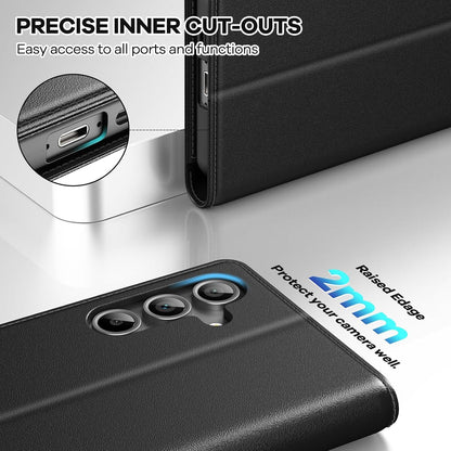 Peakally Samsung Galaxy S24 FE 5G Hülle Schwarz PU Leder Magnet 360° Schutz
