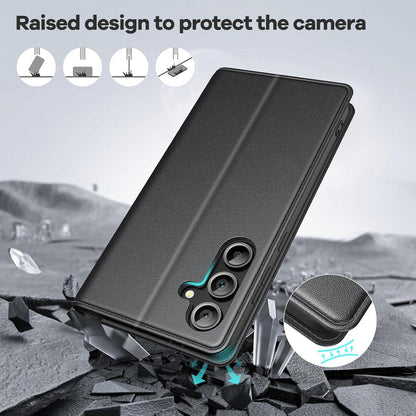Peakally Samsung Galaxy S24 FE 5G Hülle Schwarz PU Leder Magnet 360° Schutz