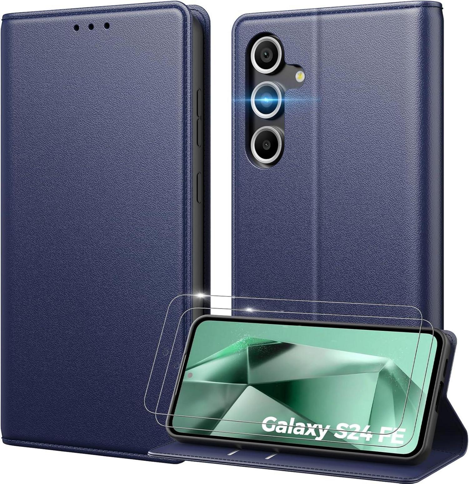 Handyhülle Samsung Galaxy S24 FE 5G PU Leder Klapphülle mit Panzer