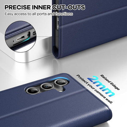 Samsung Galaxy S24 FE 5G Hülle Blau PU Leder 360° Schutz Magnet Stand