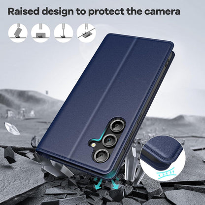 Samsung Galaxy S24 FE 5G Hülle Blau PU Leder 360° Schutz Magnet Stand