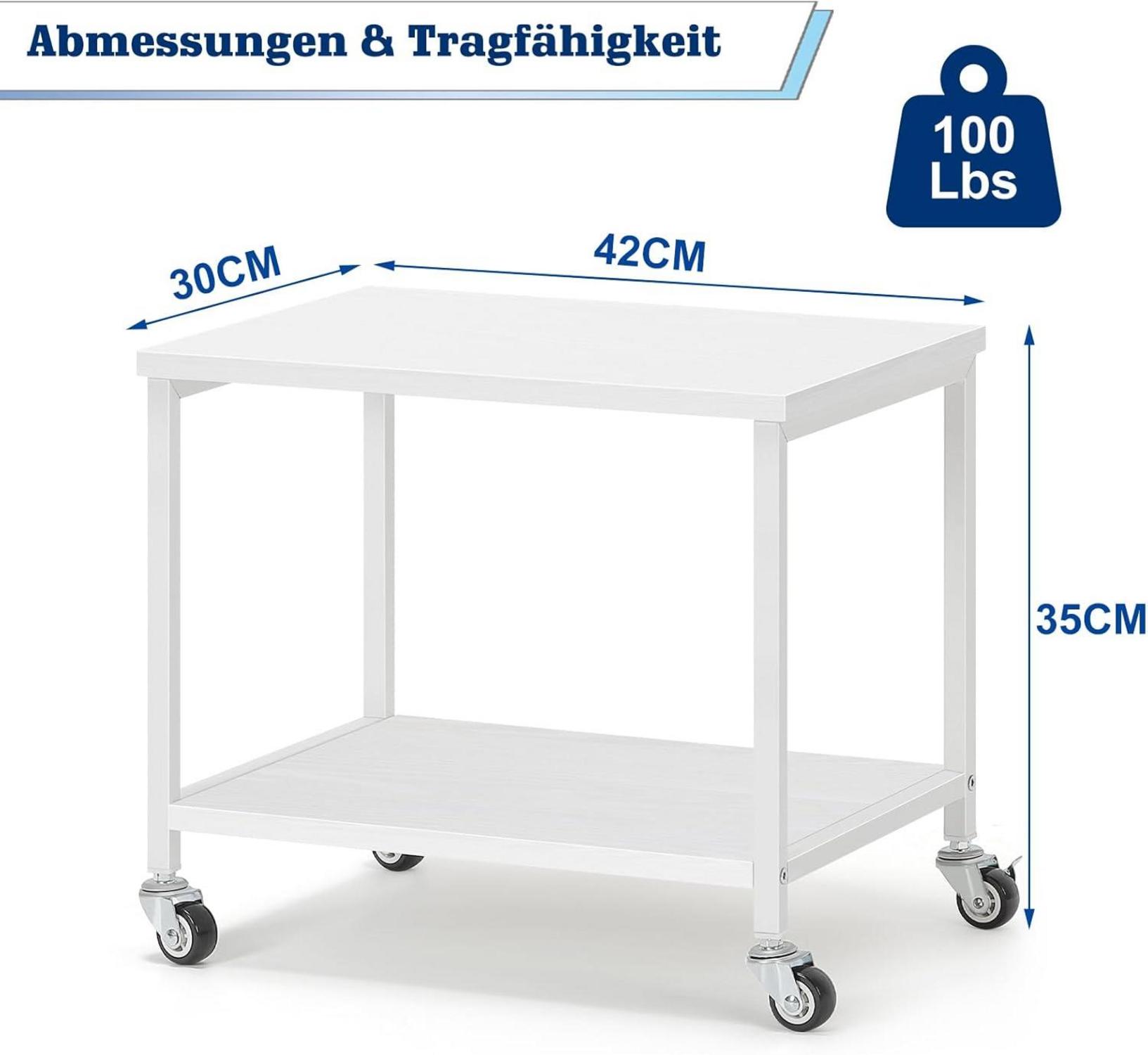 Druckerständer Weiß 2-Stufiger Druckertisch Platzsparend