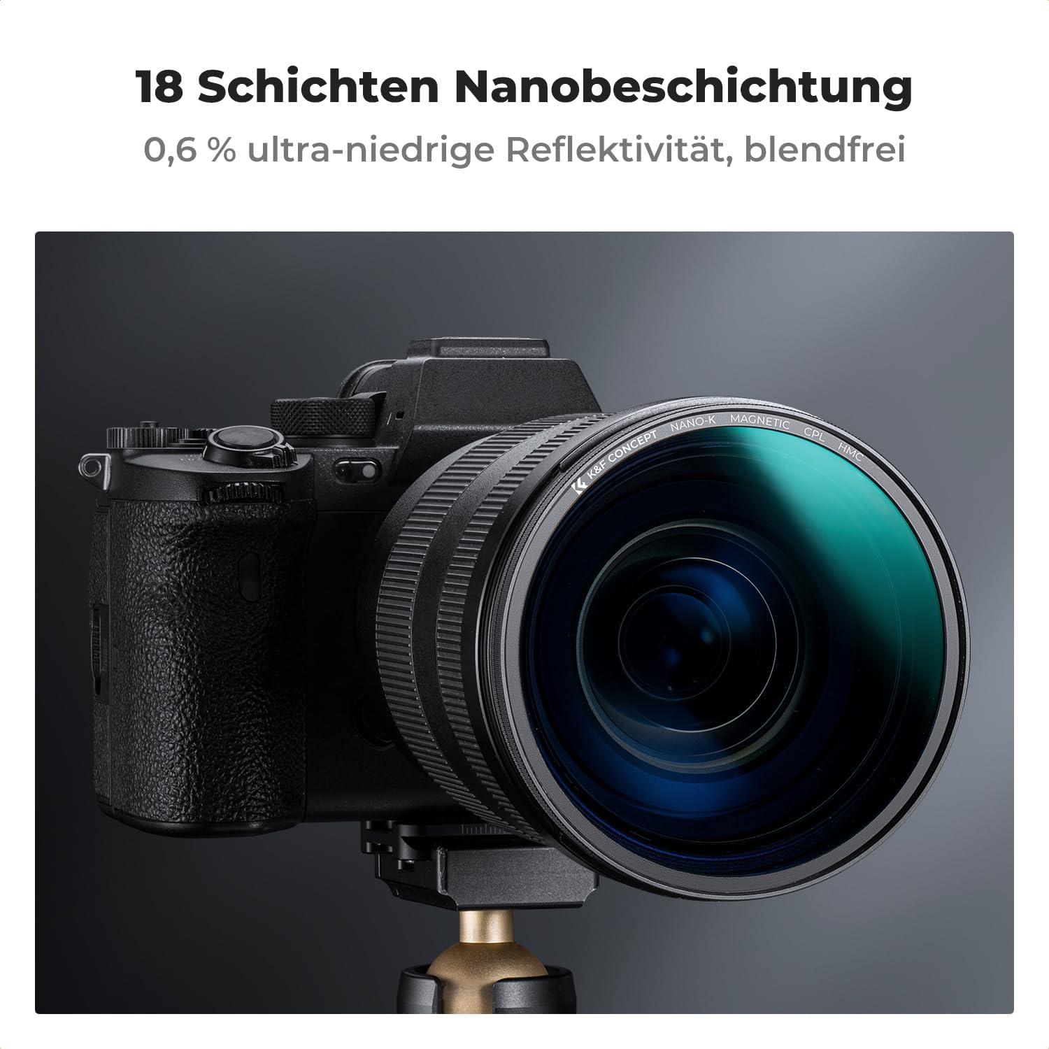 K&F Concept 67mm Slim Zirkularer Polfilter CPL Magnetisch Optisches Glas Aluminium