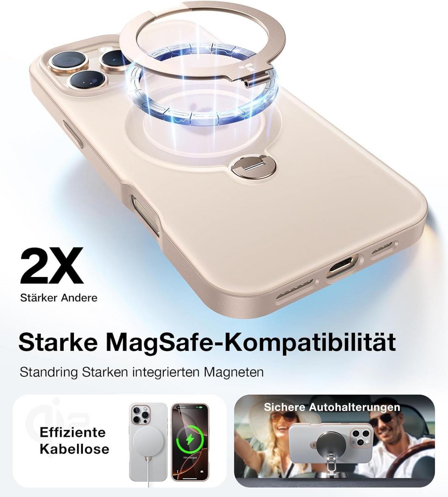 TORRAS 360° Ostand Spin iPhone 16 Pro Max Hülle Magsafe Militärschutz Gold