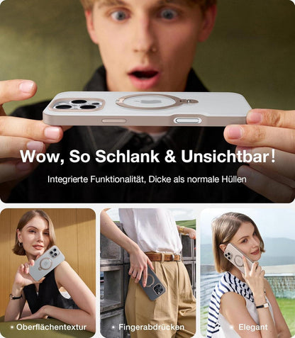 360° Ostand Spin iPhone 16 Pro Hülle für Magsafe Militärschutz Gold