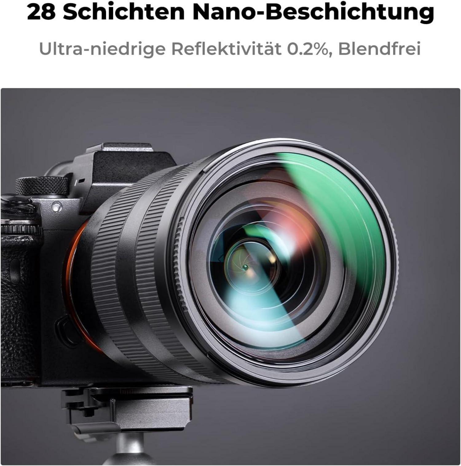 UV Filter 52mm mit Objektivdeckel, Reinigungstuch, HD, Schutzfilter
