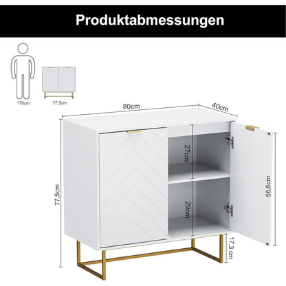 Weißes Sideboard 2er Set – 160x40x77,5cm, vielseitiger Aufbewahrungsschrank