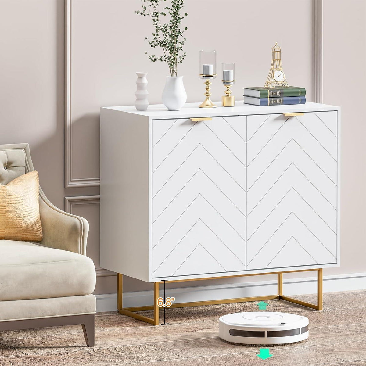 Weißes Sideboard 2er Set – 160x40x77,5cm, vielseitiger Aufbewahrungsschrank