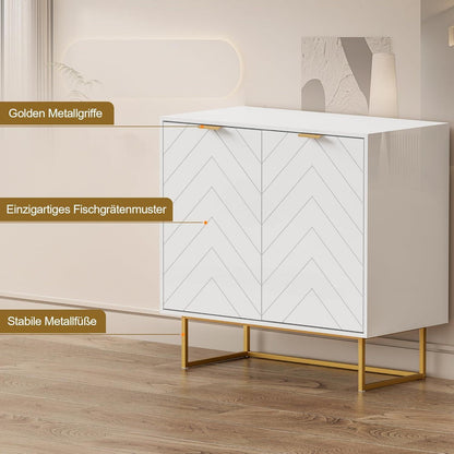Weißes Sideboard 2er Set – 160x40x77,5cm, vielseitiger Aufbewahrungsschrank