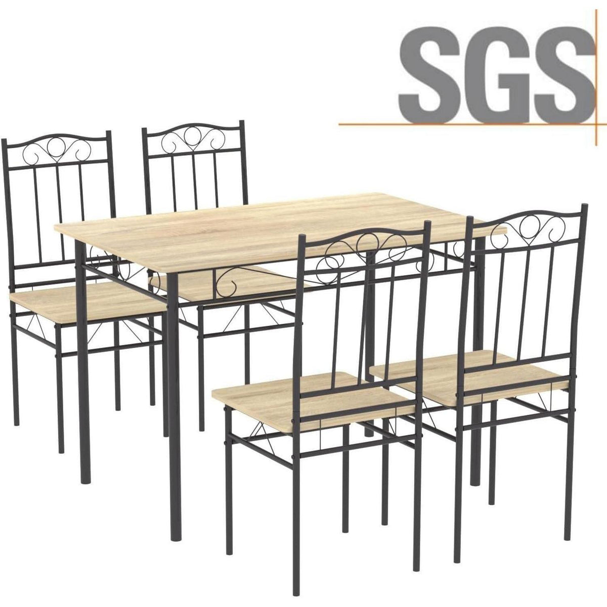 Esszimmer Set 4 Personen | Industrieller Esstisch mit Stühlen