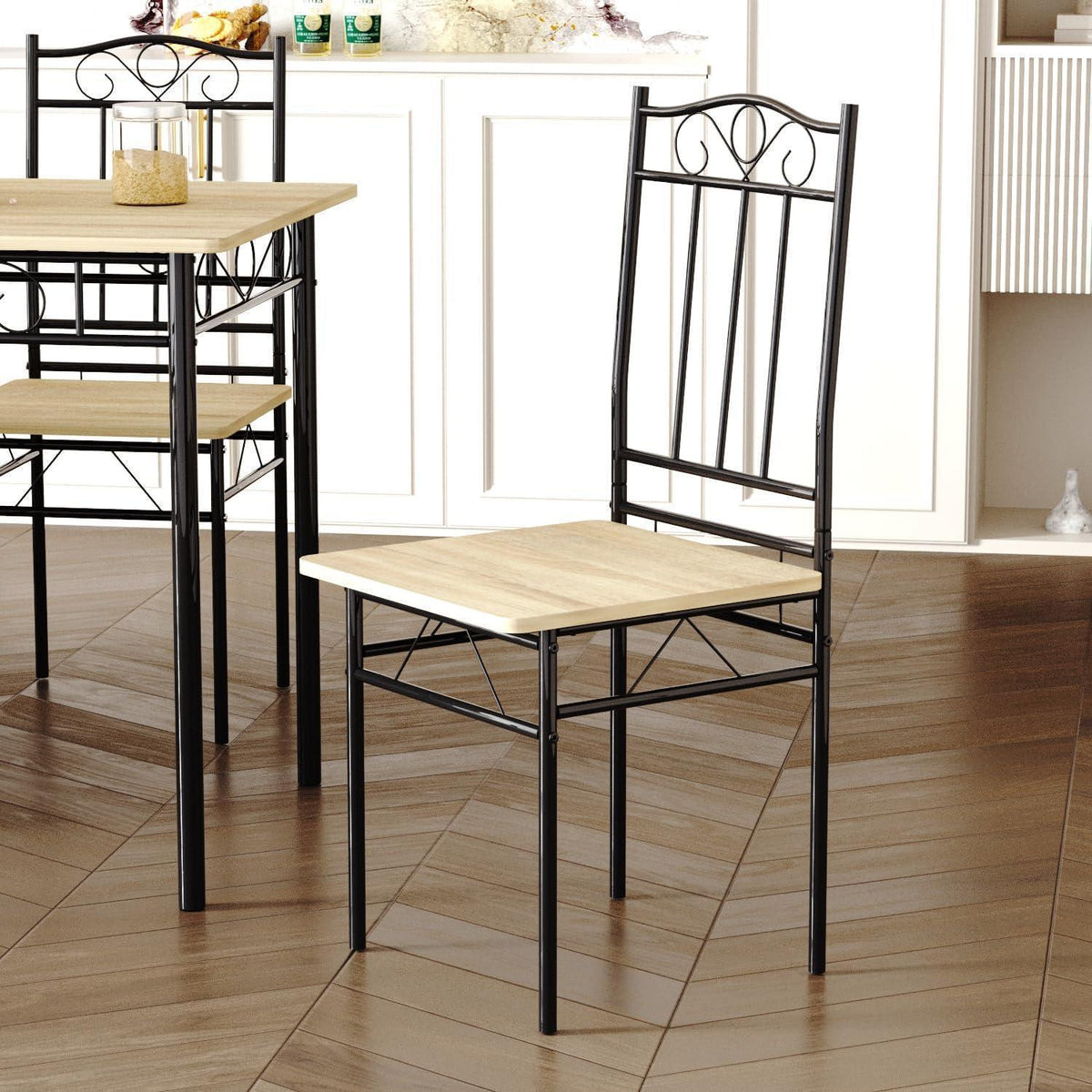 Esszimmer Set 4 Personen | Industrieller Esstisch mit Stühlen