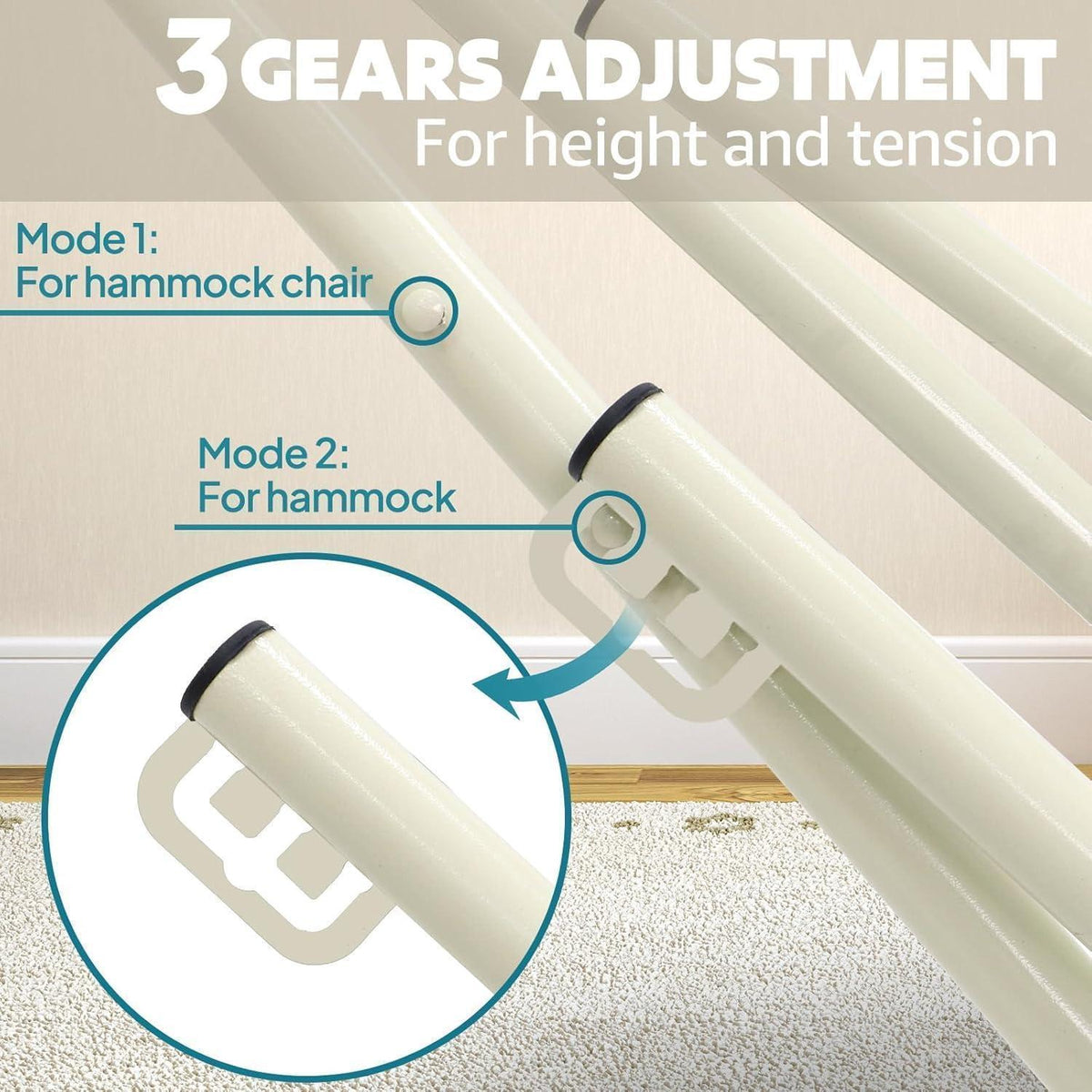 Hängematten & Hängesessel Gestell Set Beige 2-in-1 Tragbar