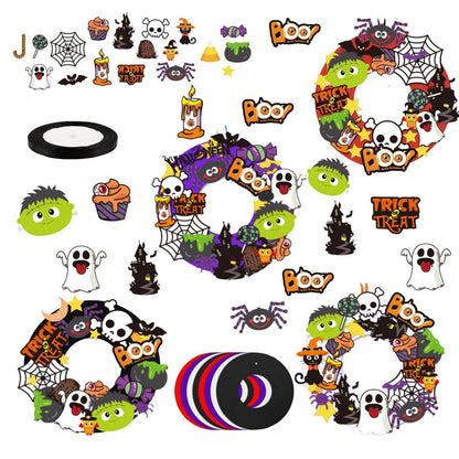 Halloween Kränze Bastelset für Kinder – 8er Set DIY Deko