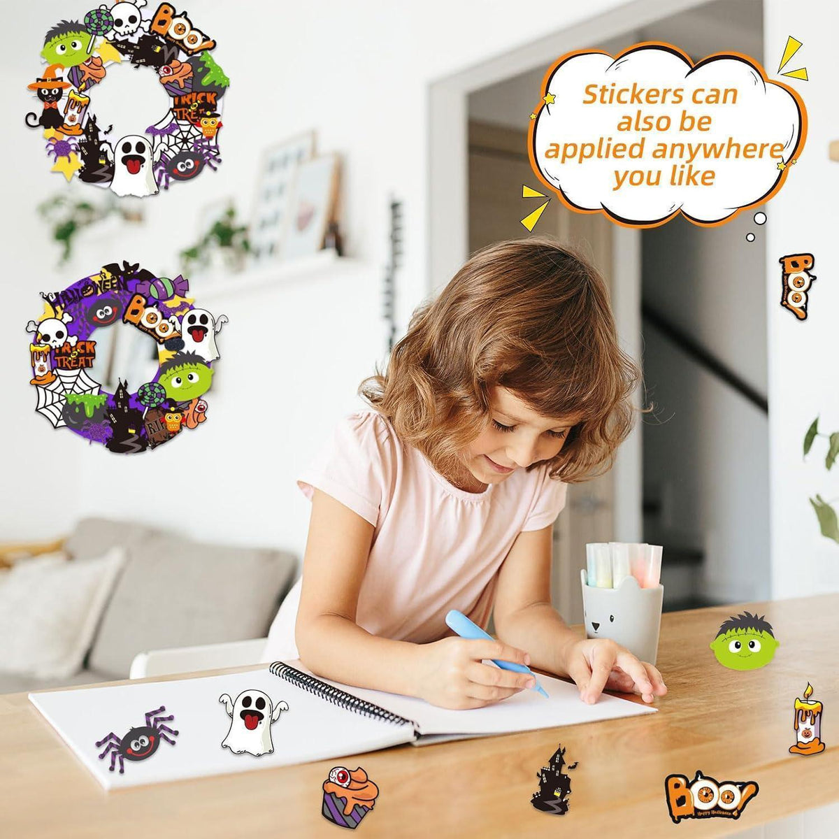 Halloween Kränze Bastelset für Kinder – 8er Set DIY Deko