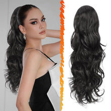 Lockiger 50cm Schwarz Braun Pferdeschwanz Extension - Kordelzug