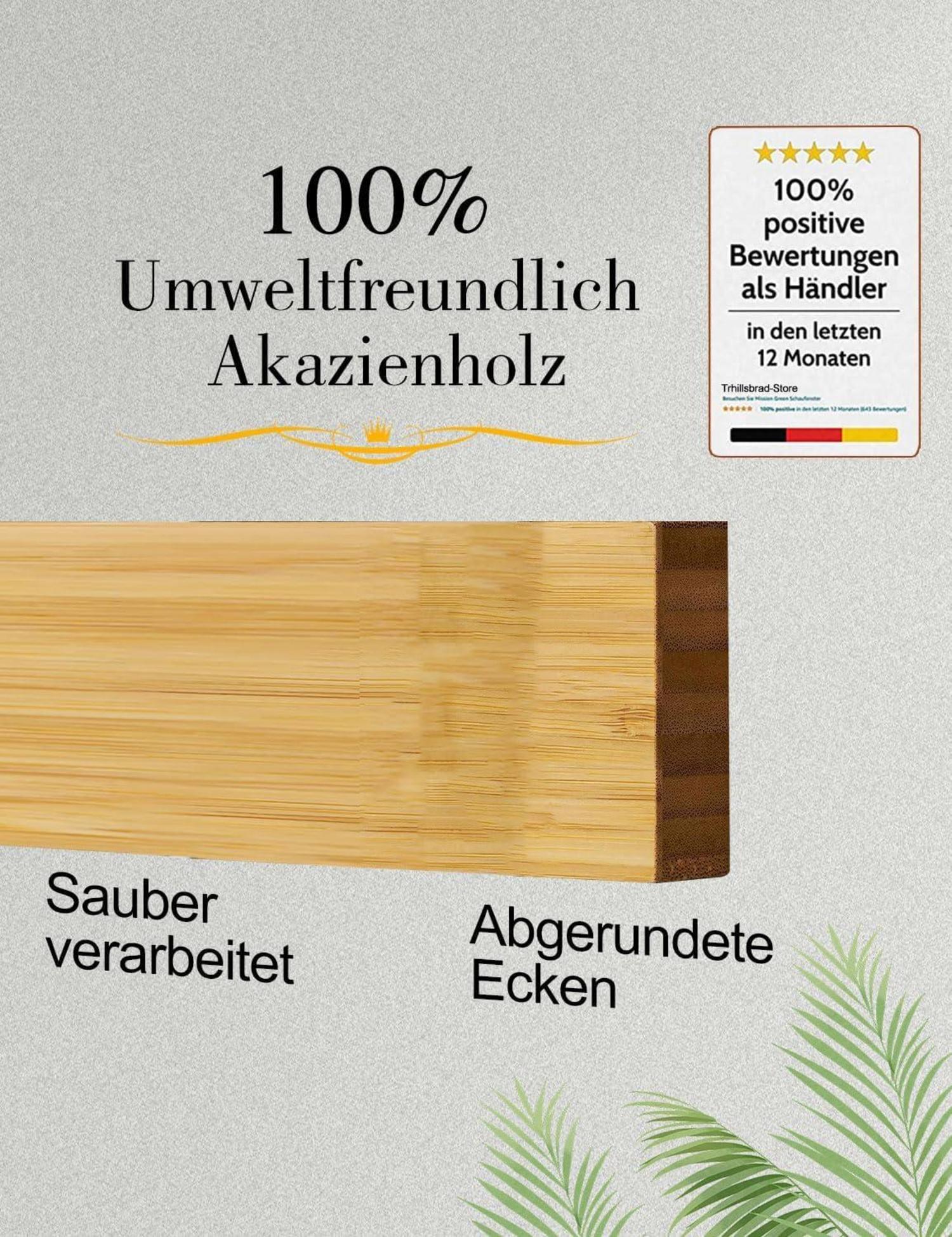 Magnetleiste 50cm Messerhalter Magnetisch Holz Selbstklebend Silber
