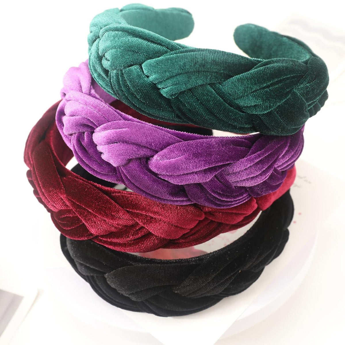 Samt Geflochtenes Stirnband Trachten Vintage Haarreif Damen Purple