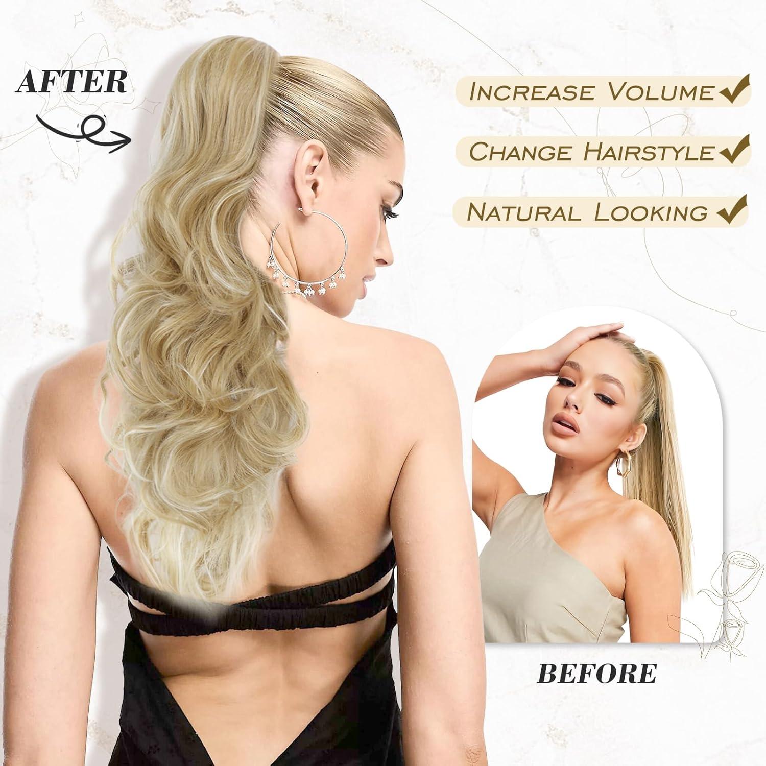 Lockiger Blond Pferdeschwanz 50cm Haarverlängerung mit Kordelzug
