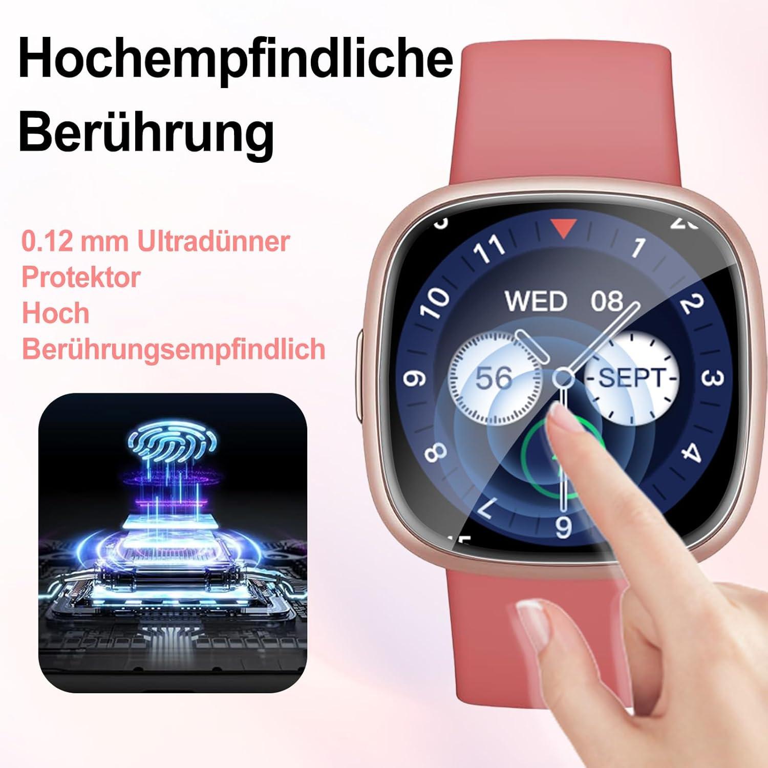 Schutzfolie Fitbit Versa 3 4 Sense 2 Displayschutz Blasenfrei Ultradünn