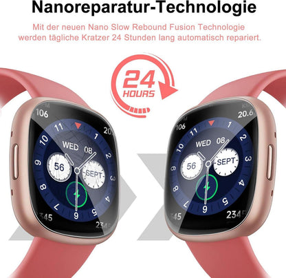 4er Set Schutzfolie Fitbit Versa 3 4 Sense 2, Displayfolie Blasenfrei