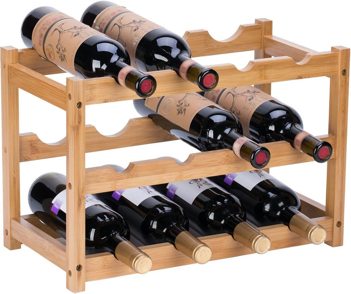 Weinregal Bambus Flaschenhalter 3 Etagen 12 Flaschen