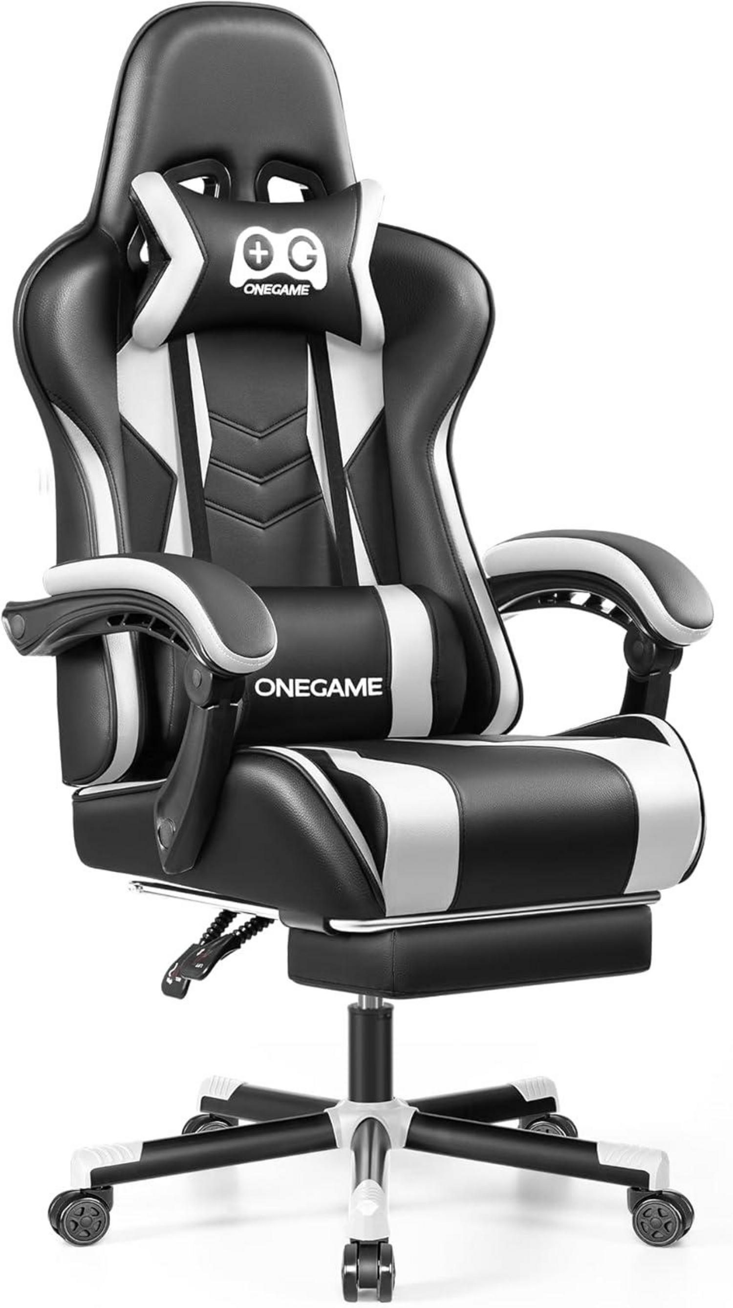 Ergonomischer Gaming Stuhl mit Fußstütze und