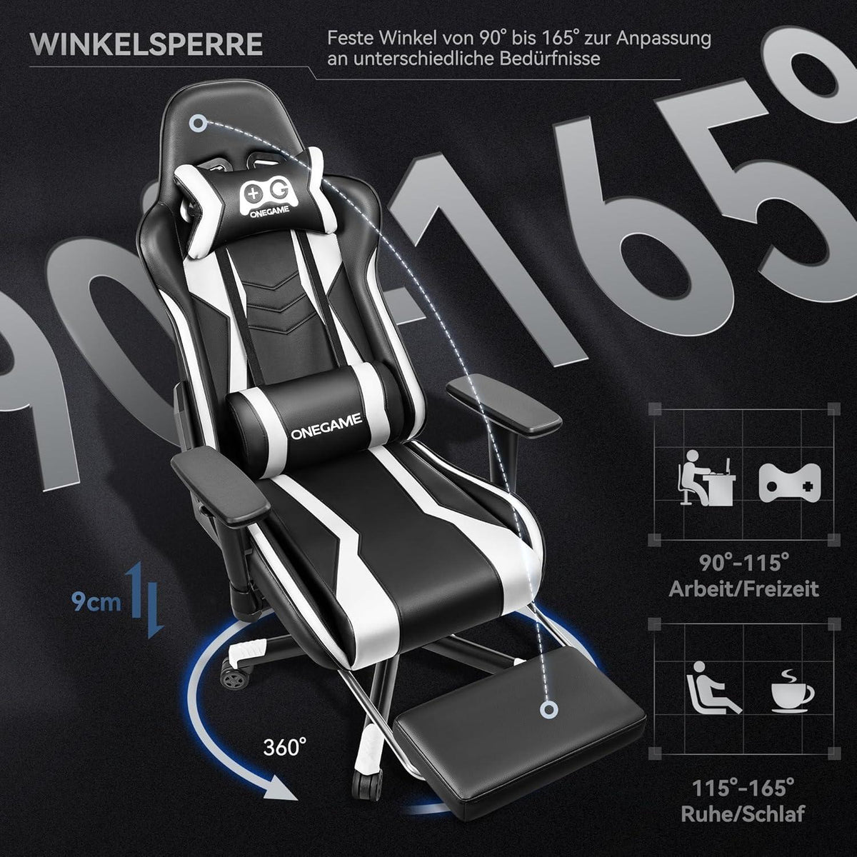 Gaming Stuhl Ergonomischer PU Racing Chair mit Fußstütze