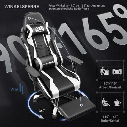Gaming Stuhl Ergonomischer PU Racing Chair mit Fußstütze