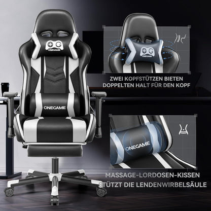 Gaming Stuhl Ergonomischer PU Racing Chair mit Fußstütze