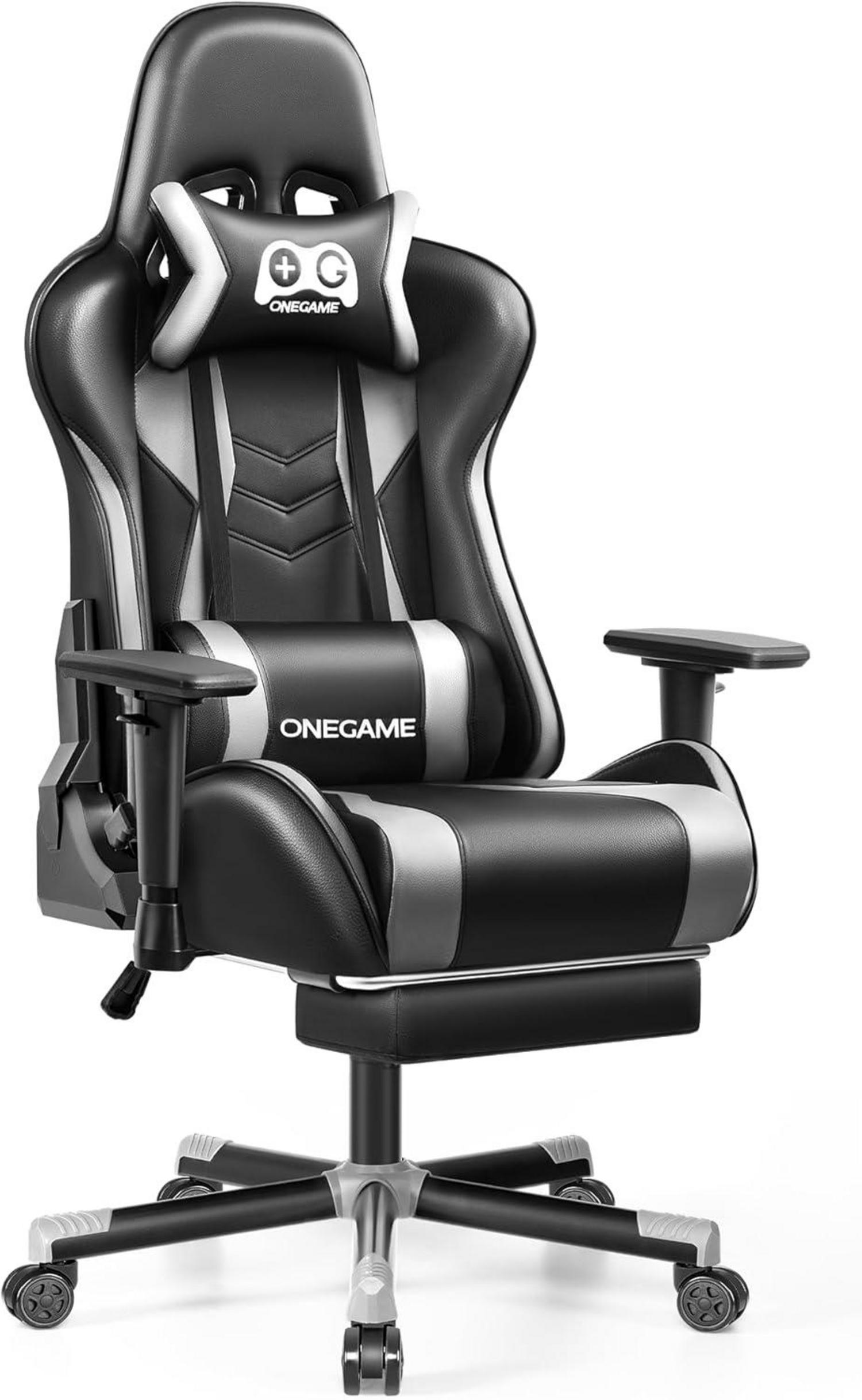 Ergonomischer Gaming Stuhl mit Fußstütze und 3D Armlehne