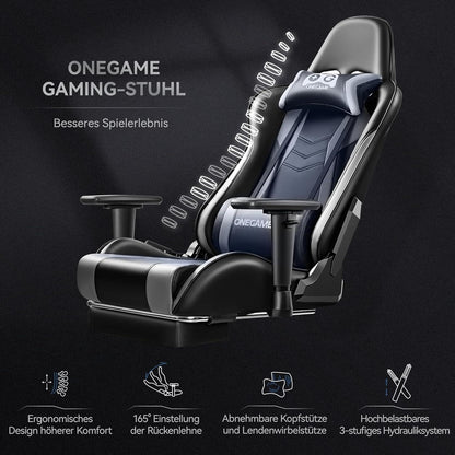 Gaming Stuhl Fußstütze hoher Rücken ergonomisch Bürostuhl 3D Armlehne