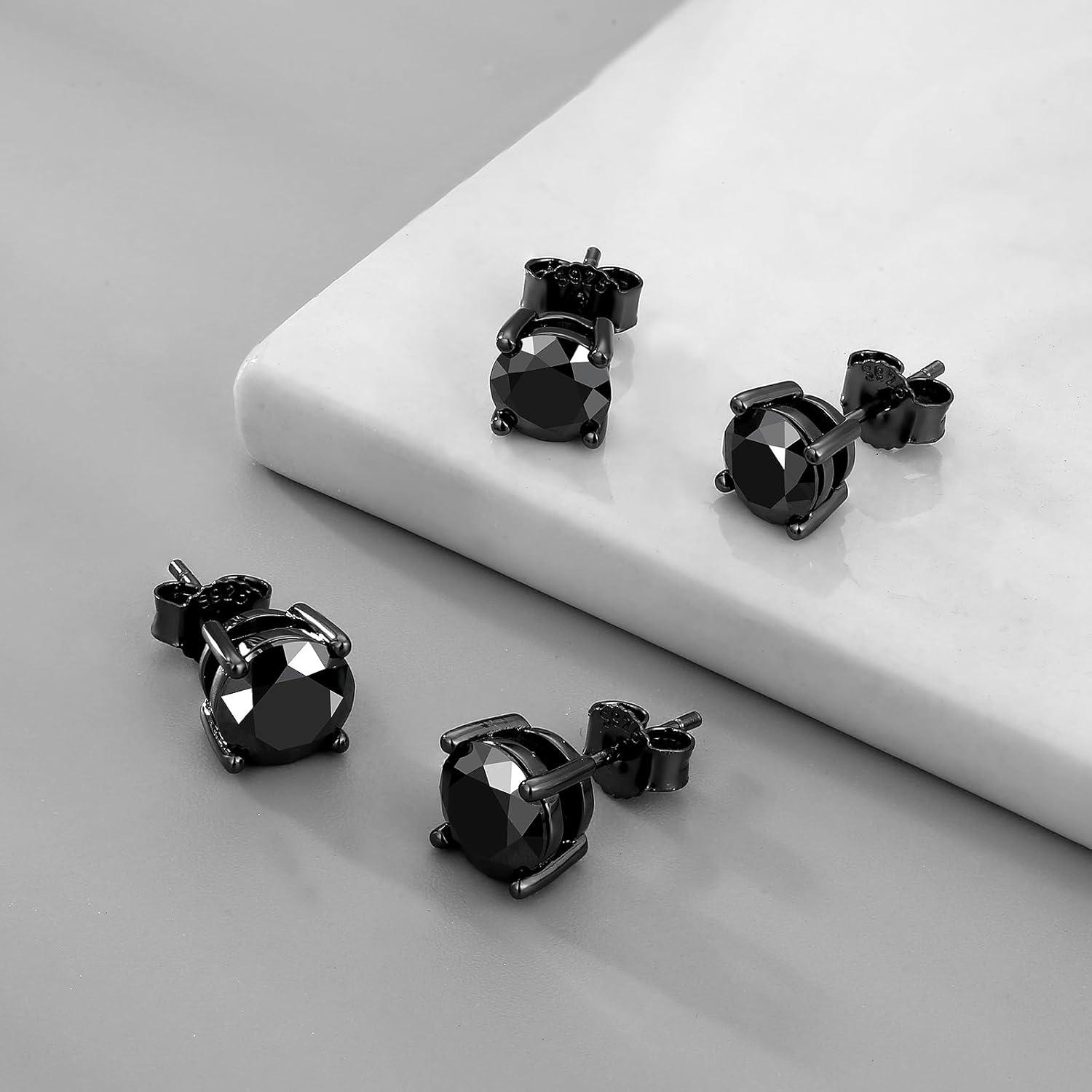 Moissanite Ohrringe Silber 925 3,0 ct VVS1 D Farbe 7,5 mm Schwarz