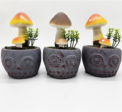 Künstliche Pilz Pflanzen Set Keramiktopf Terrasse Deko