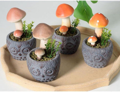 Künstliche Pilz Pflanzen Set Keramiktopf Deko Haus Garten Terrasse