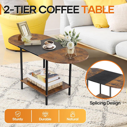 Nandae Kleiner Couchtisch mit Ablagen 90cm Holz Schwarz