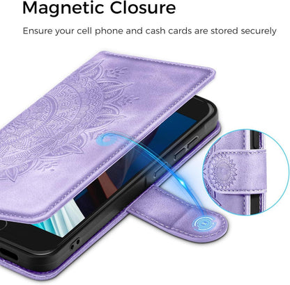 Handyhülle iPhone SE 2022/2020 7/8 Leder Flip Case Standfunktion Hellviolett