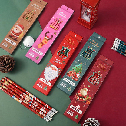 30er Set Weihnachtsbleistifte mit Radiergummi, 5 Designs