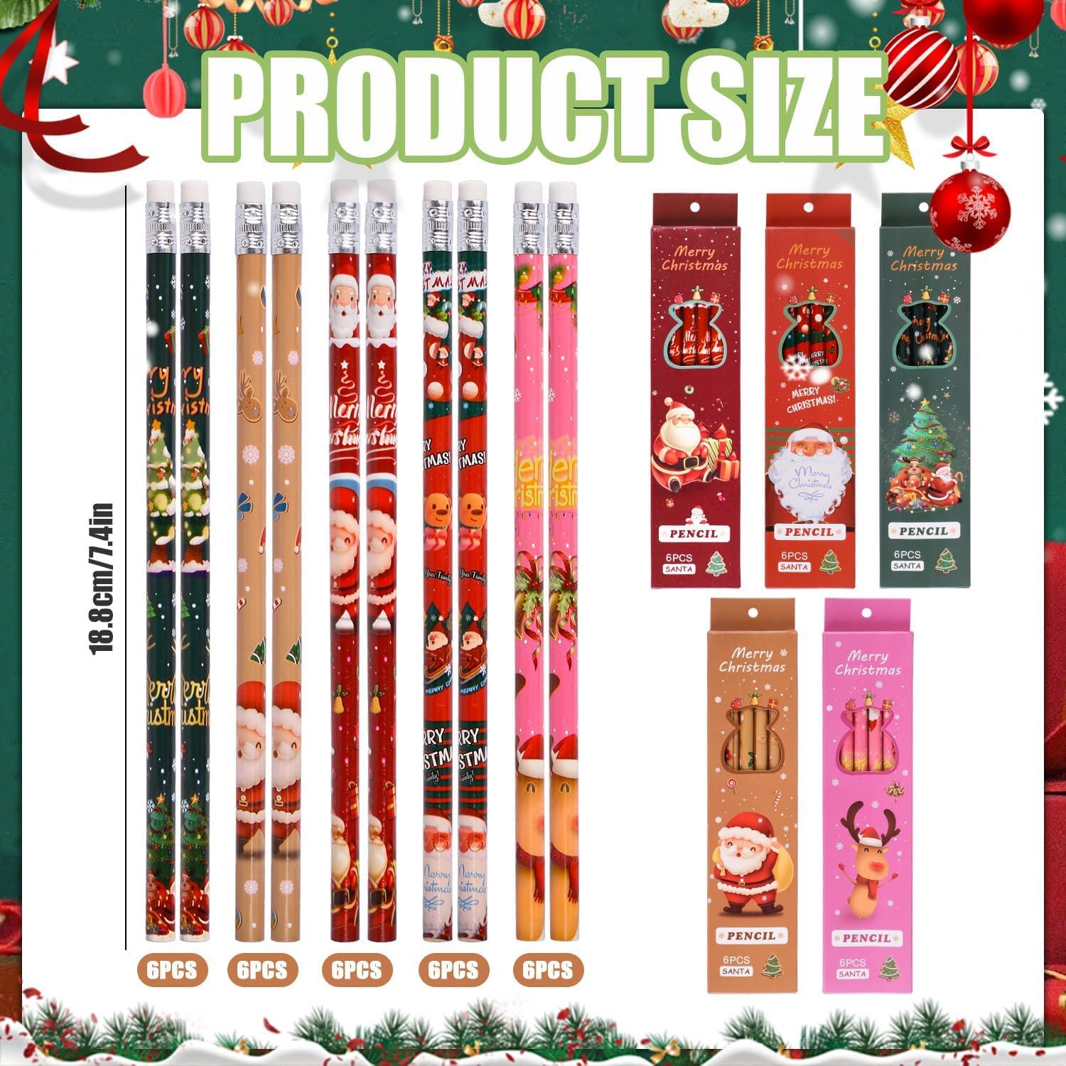 30er Set Weihnachtsbleistifte mit Radiergummi - 5