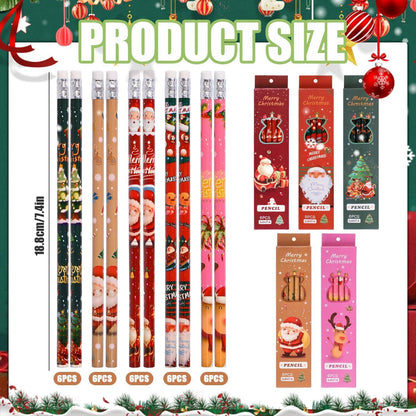 30er Set Weihnachtsbleistifte mit Radiergummi - 5