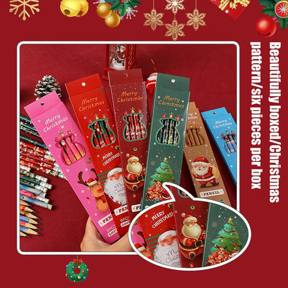 30er Set Weihnachts-Bleistifte mit Radiergummi, 5 Weihnachtsmotive