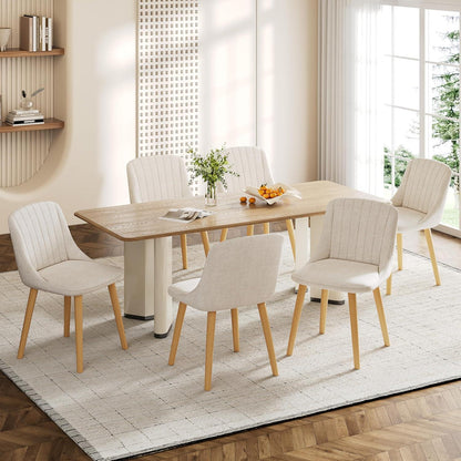 Esszimmerstuhl Set Beige Holzbeine – Polsterstuhl für Küche & Wohnzimmer